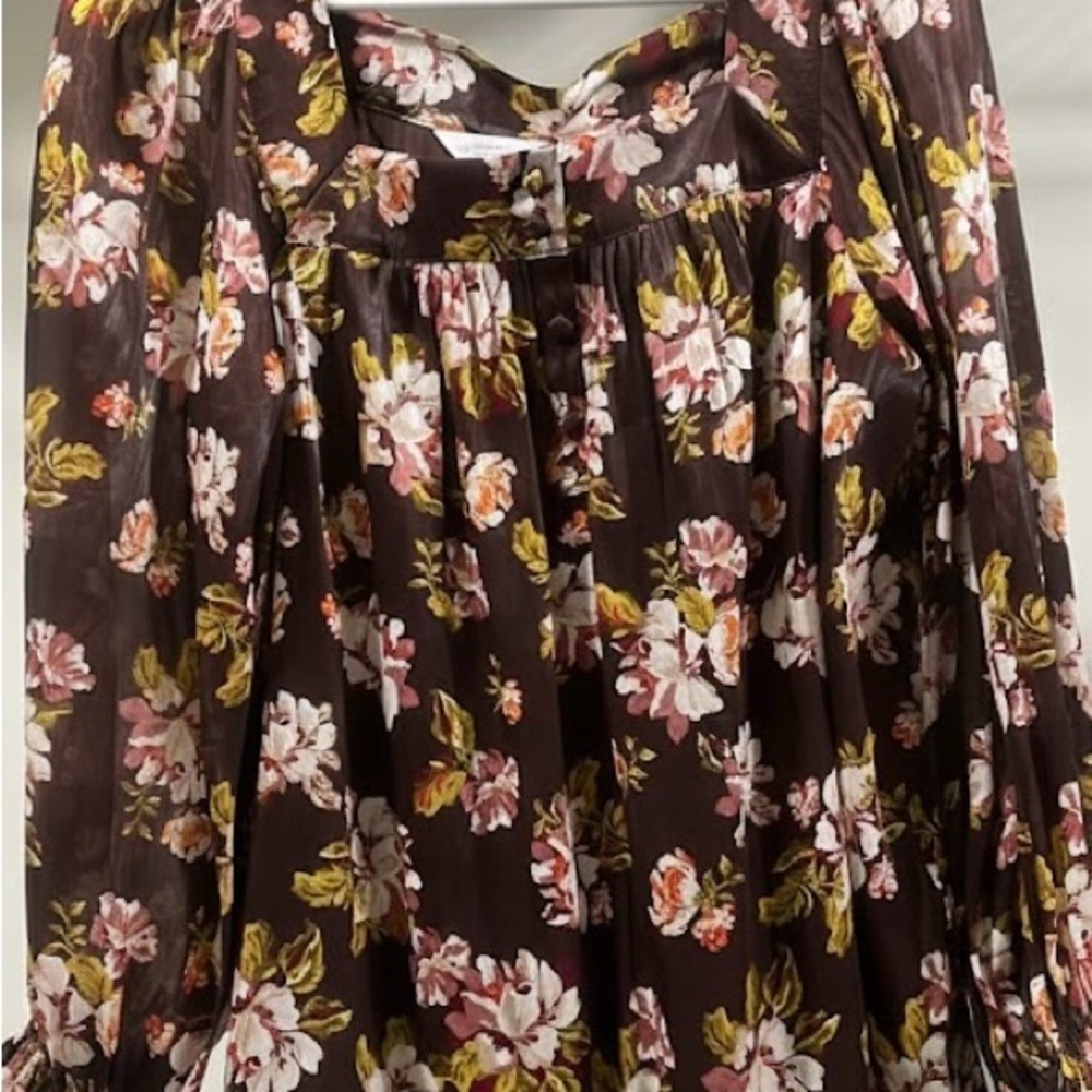 LC Lauren Conrad Floral Blouse in Brown and Pink